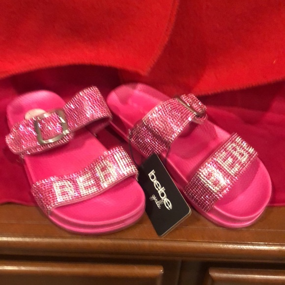 Pink Rhinestone Slide Sandals - Picture 2 of 3